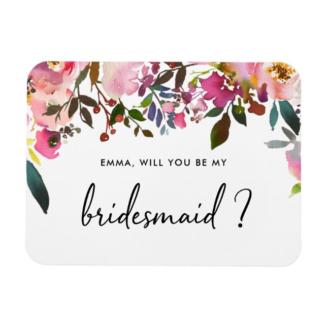 Blommigt med vattenfärg Kommer du att bli min magn Magnet (Horisontell)