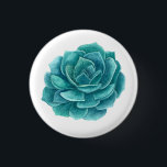 Blommigt med vattenfärg. Teal blue cactus Knapp<br><div class="desc">Knapp för vattenfärgens tealblått blommigt.</div>