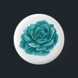 Blommigt med vattenfärg. Teal blue cactus Knapp<br><div class="desc">Knapp för vattenfärgens tealblått blommigt.</div>