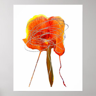 Blommigt med vattenfärgad abstrakt för klobelblomm poster