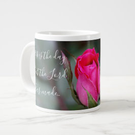 Blommigt med verse. röd ros blommar, Psalm 118:24 Jumbo Mugg