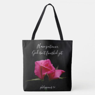 Blommigt med Verse; röd rosblommar, Philippians1: Tygkasse