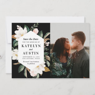 blommigt med vit magnolia, modern fotospara datum spara datumet