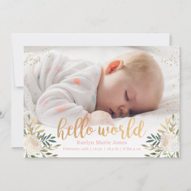 Blommigt - meddelande om födelsetal (Framsida)