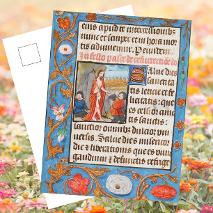 Blommigt Medieval Christian Resurrection Påsk Helg Vykort