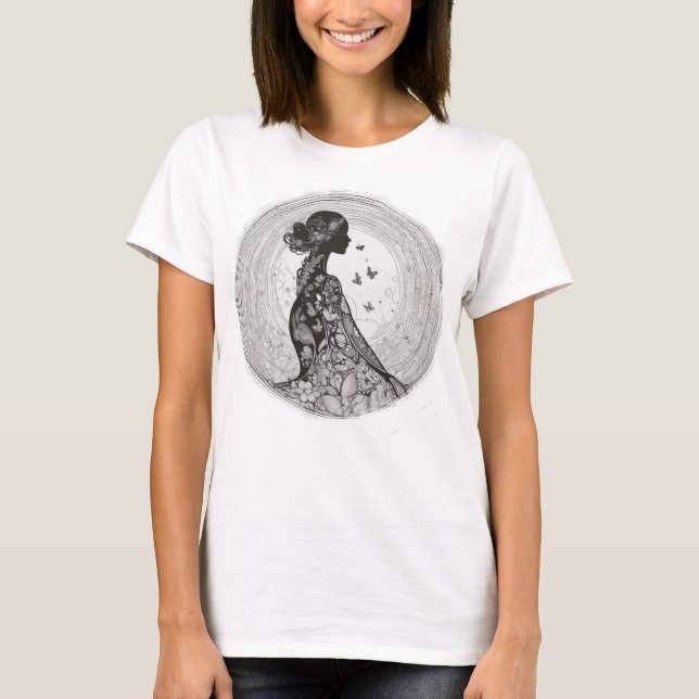 Blommigt Meditation T Shirt (Framsida)