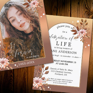 Blommigt Memorial Firande of Life Photo Inbjudningar