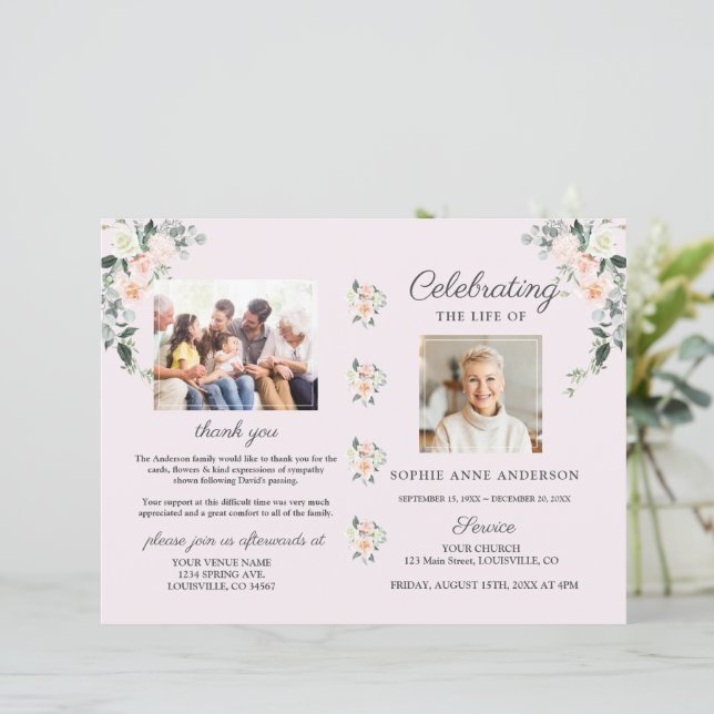 Blommigt Memorial-fotoprogram (Stående Fram)