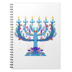 blommigt menorah hanukkah anteckningsbok