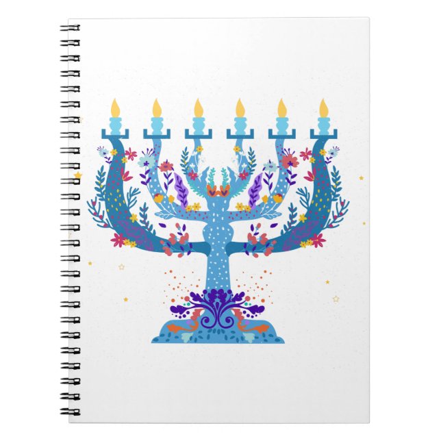 blommigt menorah hanukkah anteckningsbok (Framsidan)