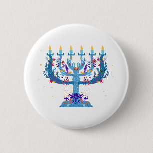 blommigt menorah hanukkah knapp