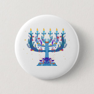 blommigt menorah hanukkah knapp