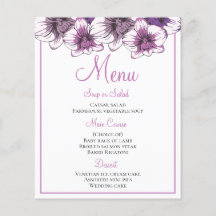 Blommigt Menu Lila Orchid Flowers Bröllopsfest
