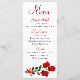Blommigt Menu Röd ros Flower Bröllop Meny