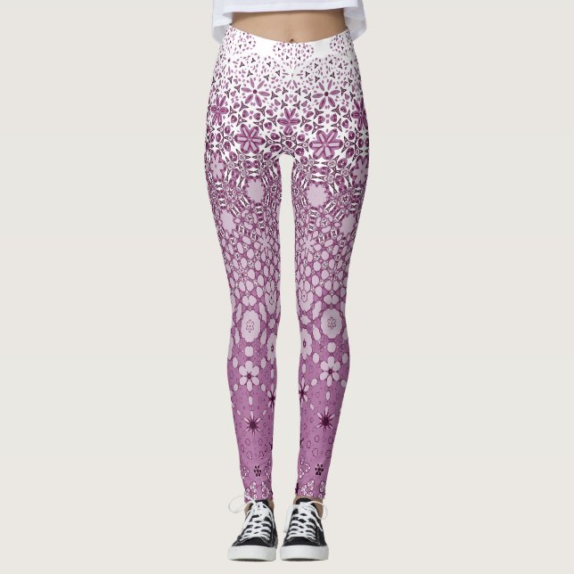 Blommigt Metamorfos Mönster Leggings (Framsida)