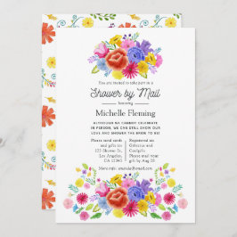 Blommigt Mexikansk fiesta-Möhippa efter post Inbjudningar