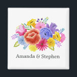 Blommigt Mexikanska Fiesta Bröllop Magnet<br><div class="desc">Fiesta bröllopet är designat för att snabbt och enkelt kunna anpassas till dina evenemangsspecifikationer. Om namnen ser lite ocentrerat ut när du anger det,  "Klicka för att anpassa ytterligare" (den blå länken grund i "Anpassa den här mallen") för att enkelt justera i designområdet.</div>
