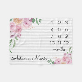 Blommigt Milestone Baby Blanket Fleecefilt