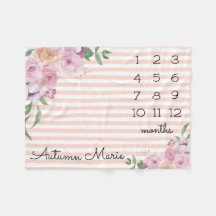 Blommigt Milestone Baby Blanket