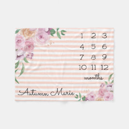 Blommigt Milestone Baby Blanket Fleecefilt