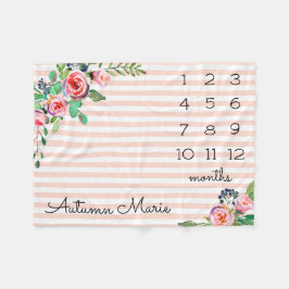 Blommigt Milestone Baby Blanket Fleecefilt