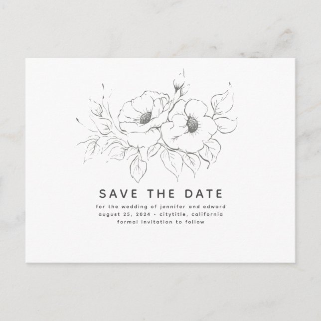 Blommigt Minimalistisk Elegant som inte är fotospa Meddelande Vykort (Framsida)