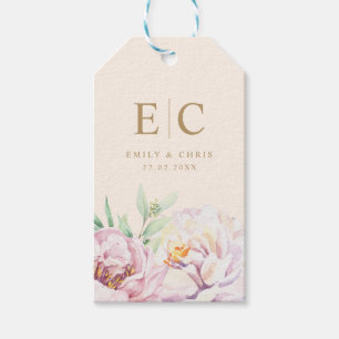 Blommigt Minimalistisk Märkre av Bröllop-gåva av M Presentetikett