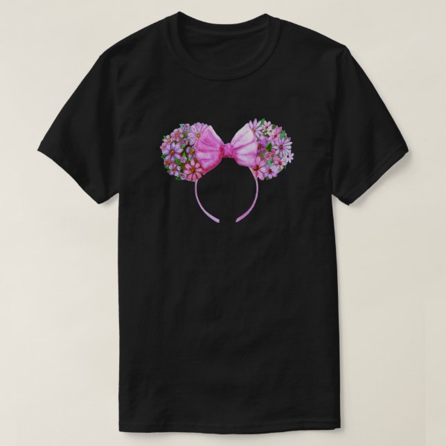 Blommigt Minnie Öron Watercolor T Shirt (Design framsida)
