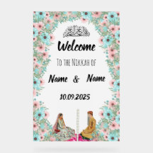 Blommigt mint acrylic Nikkah-tecken