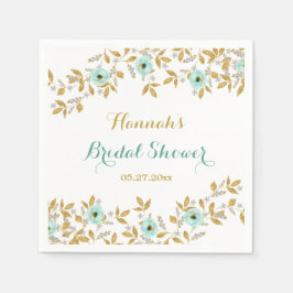 Blommigt Mint Guld Napkins för andningsskydd Möhip Pappersservett