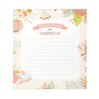 Blommigt Mitzvah Note Anteckningsblock