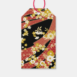 Blommigt Mix Kimono Mönster Presentetikett