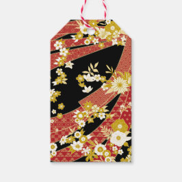 Blommigt Mix Kimono Mönster Presentetikett