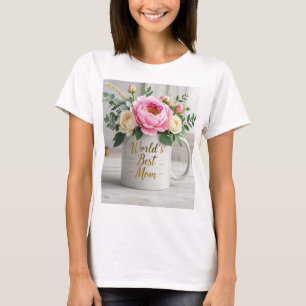 Blommigt Mjuk vattenfärgad bukett (peonier, ro) T Shirt