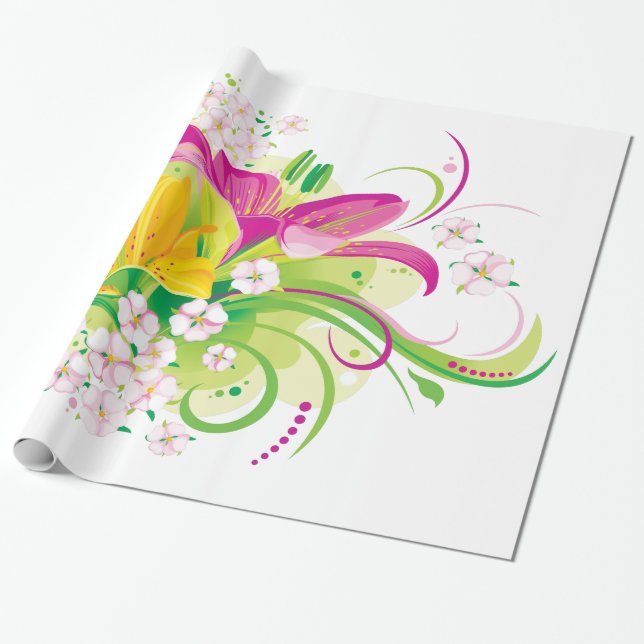 Blommigt Mode 15: Papper inkapsling Presentpapper (Utrullad)