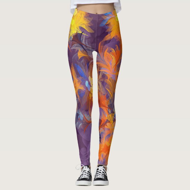 Blommigt Mode 16 baljväxter Leggings (Framsida)