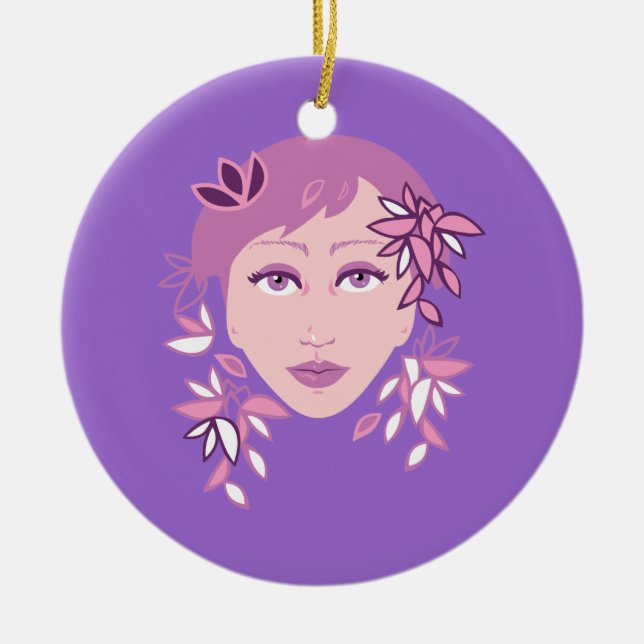 Blommigt Mode Julgransprydnad Keramik (Framsidan)