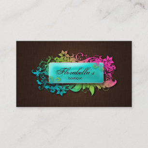 Blommigt Mode Linen Blue Brown Espresso Visitkort