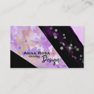 *~* Blommigt Modern Abstrakt Glitter Geometric Bla Visitkort