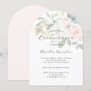 Blommigt  Modern Arch Quinceanera Inbjudningar