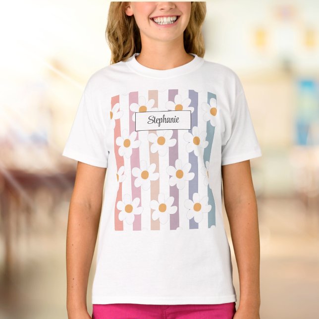 Blommigt Modern Daisy Girly T Shirt (Skapare uppladdad)