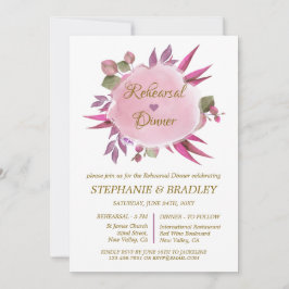 Blommigt Modern Elegant bröllop Rehearsal Middag Inbjudningar