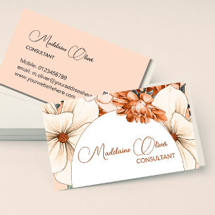 Blommigt Modern Elegant Feminine QR-kod Guld Visitkort