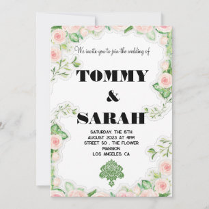 Blommigt Modern Enkel Elegant, färgstark Bröllop Inbjudningar