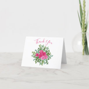 Blommigt Modern för Bright Rosa Bröllop Ro Tack Kort