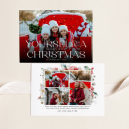 Blommigt Modern julfoto Fullt Julkort