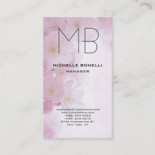 Blommigt modern monogram enkel enkel, enkel minima visitkort