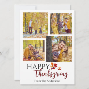 Blommigt Modern Monogram thanksgiving-familjfoto Julkort