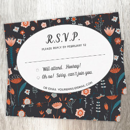 Blommigt Modern Mörk Enkel Bröllop OSA Tilläggskort