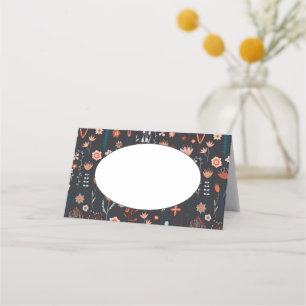 Blommigt Modern Mörk Enkel Bröllop Placeringskort